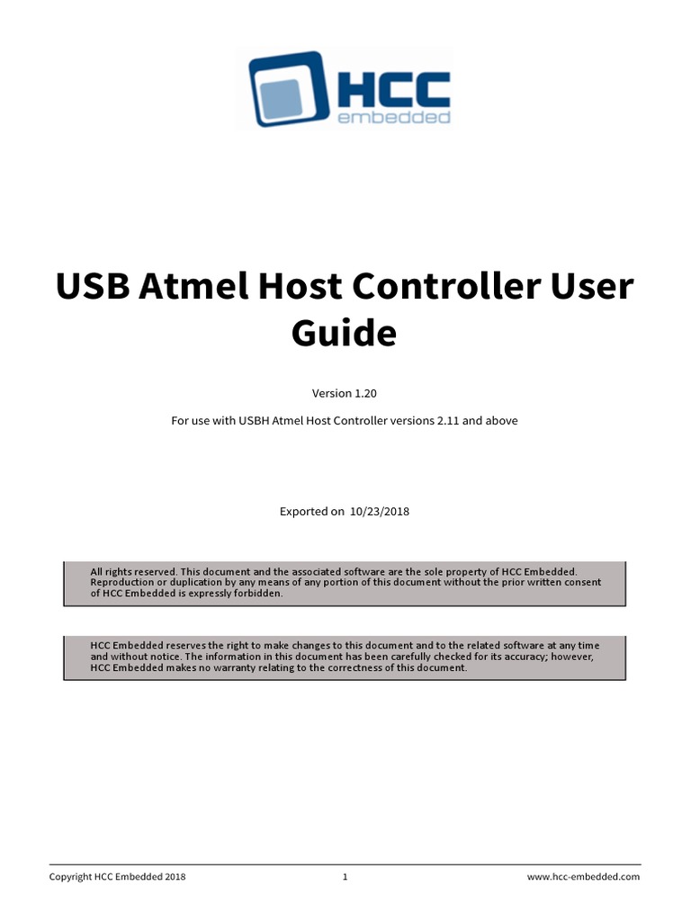 HCC USB Atmel Host Controller User Guide v1 20 PDF Usb Subroutine