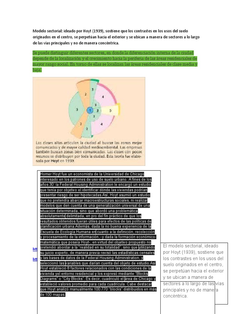 Modelo sectorial de Hoyt en geografía urbana | PDF | Science | Ciencia ...