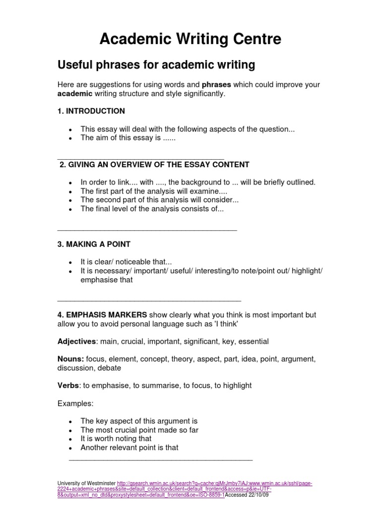 AWCPhrases Uni Westmin 051109 | PDF