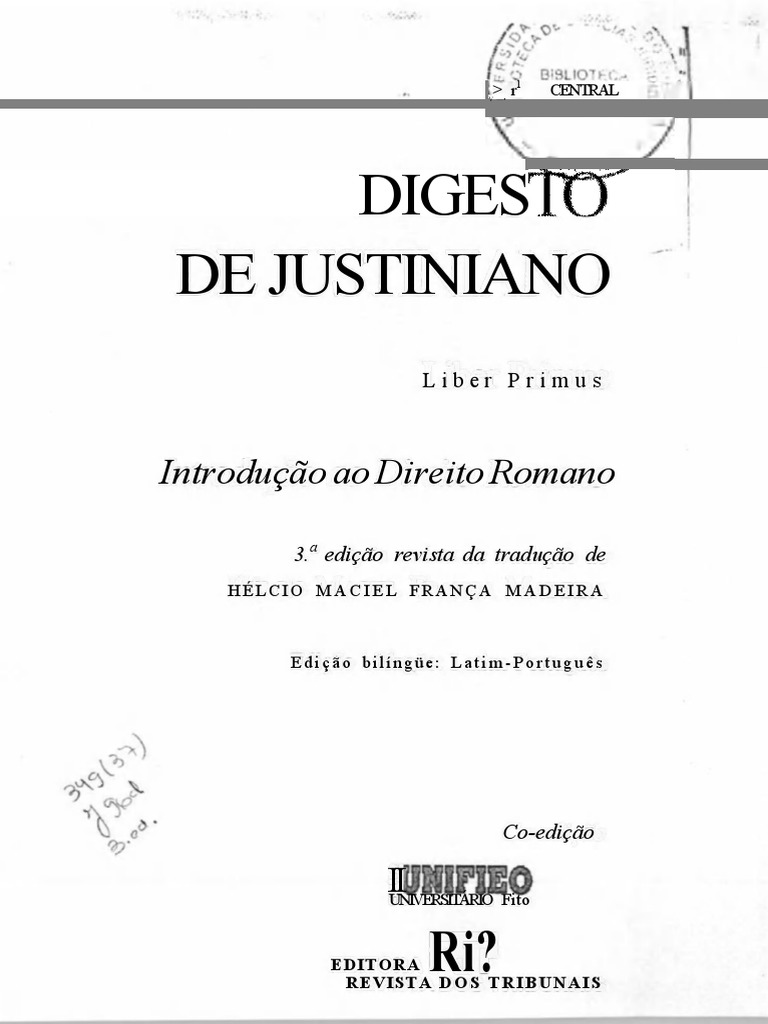 Introdução ao Digesto de Justiniano | PDF | Governo romano antigo ...