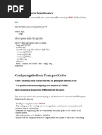 Configuring The Stock Transport Order: Reset Set Zero Count For Physical Inventory