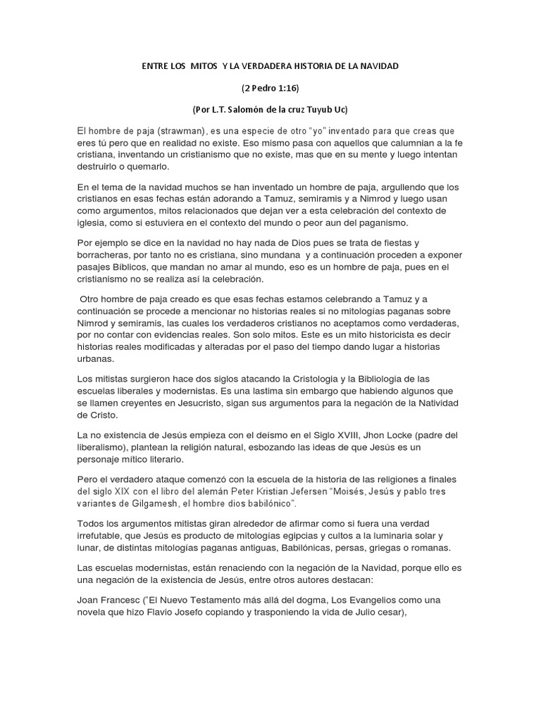 Entre El Mito y La Verdadera Historia de La Navidad | PDF | Jesús ...