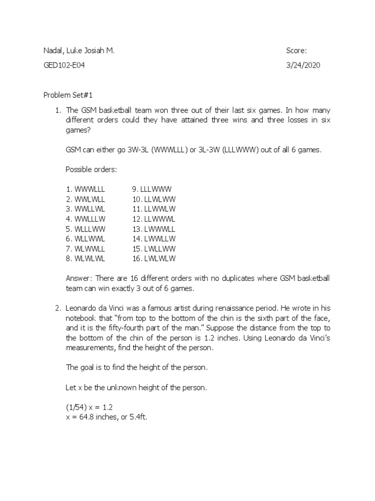Problem Set#1 | PDF