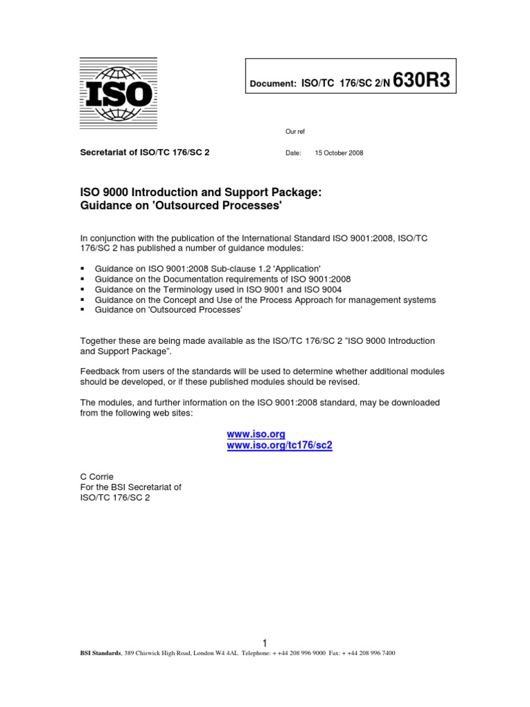 N630R3 Guidance On Outsourced Processes | PDF