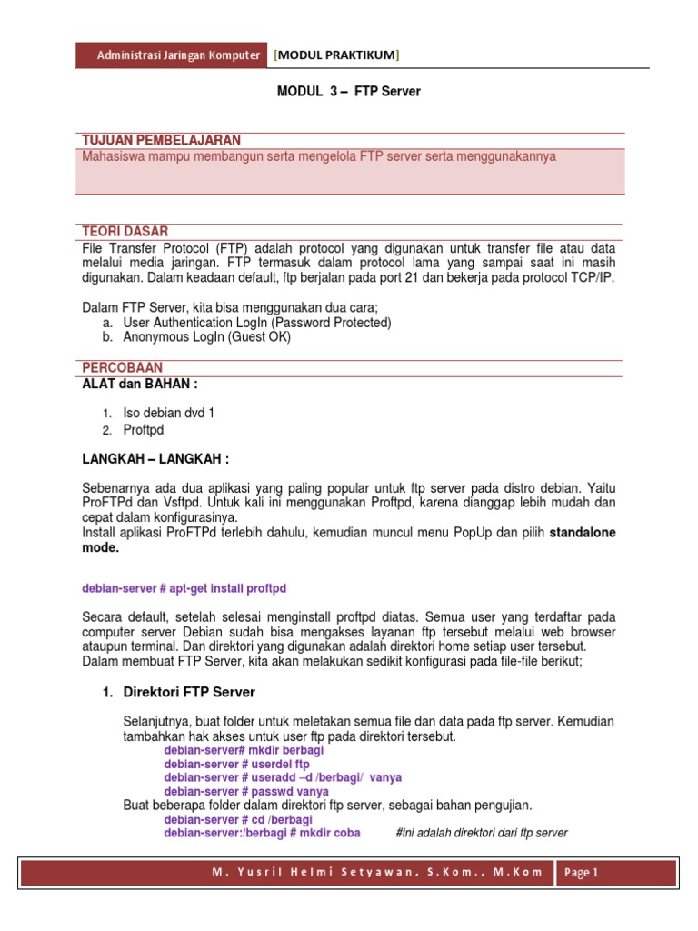Membangun FTP Server dengan ProFTPD | PDF | Komputer