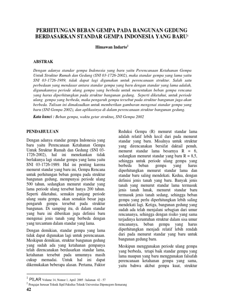 Waktu Gempa Struktur Sesuai Indonesia Code PDF | PDF | Metode & Bahan Ajar