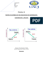 Cambio de Entalpía en Reacciones de Dilucion, Neutralización y Solubilizacion