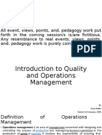 Introduction To Quality and Operations Management
