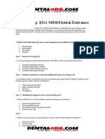 AIIMS May 2011 MDS/Dental Entrance Exam Questions