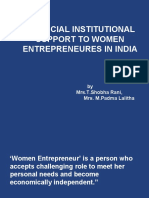 Financial Institutional Support To Women Entrepreneures in India