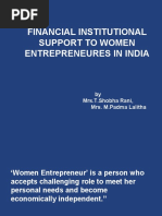 Financial Institutional Support To Women Entrepreneures in India