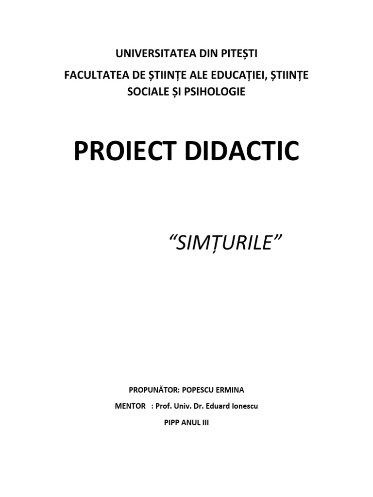 Simturile - Proiect Didactic | PDF