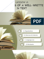 Properties of A Well Written Text