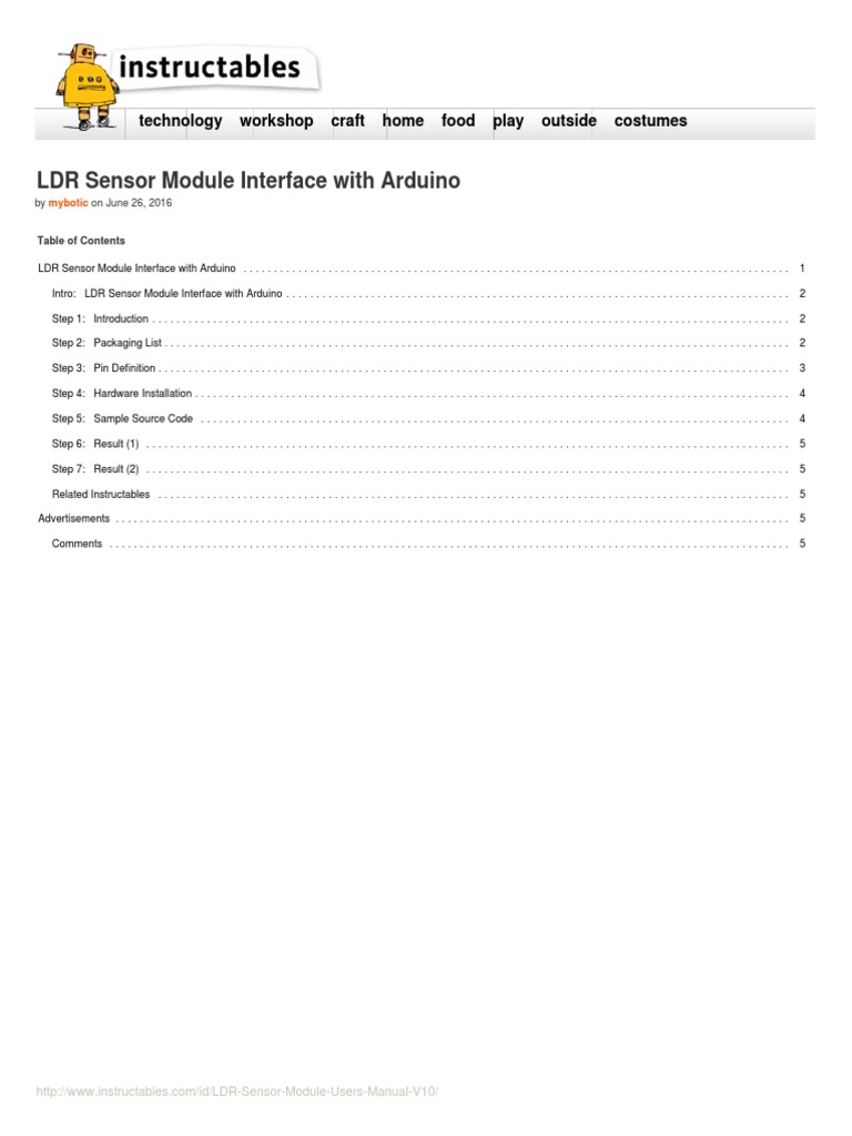 LDR Sensor Module Specifications | PDF | Analogue Electronics | Sensor