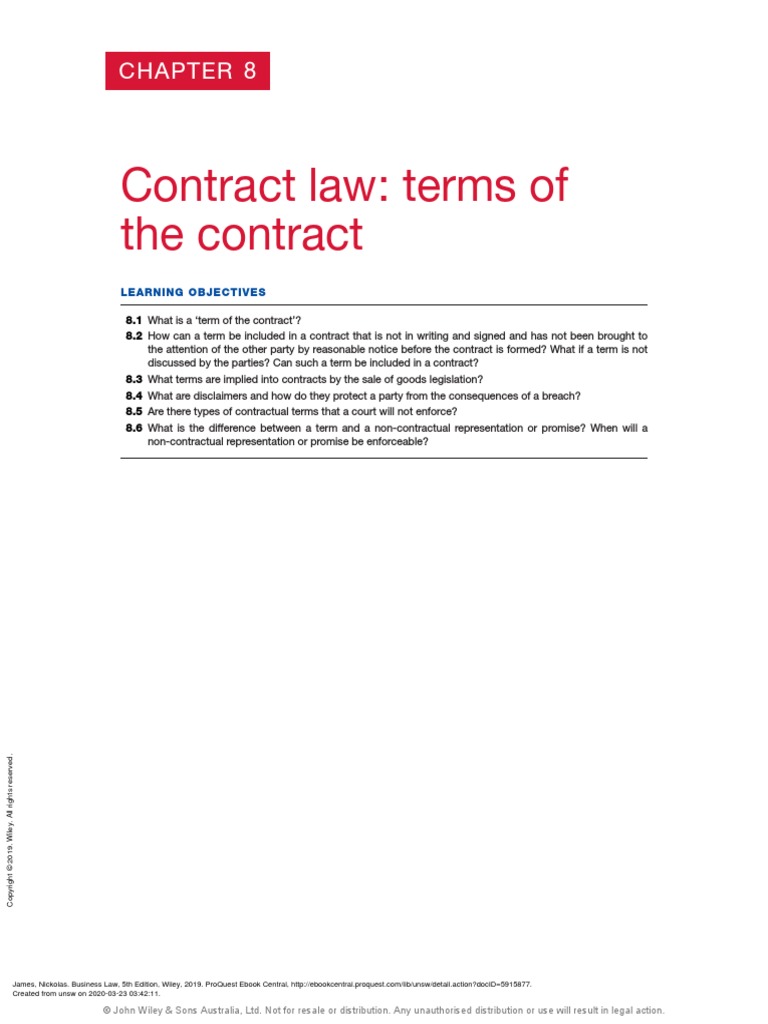 Chapter 8 Contract Law Terms of The Contract) | PDF | Contractual Term ...
