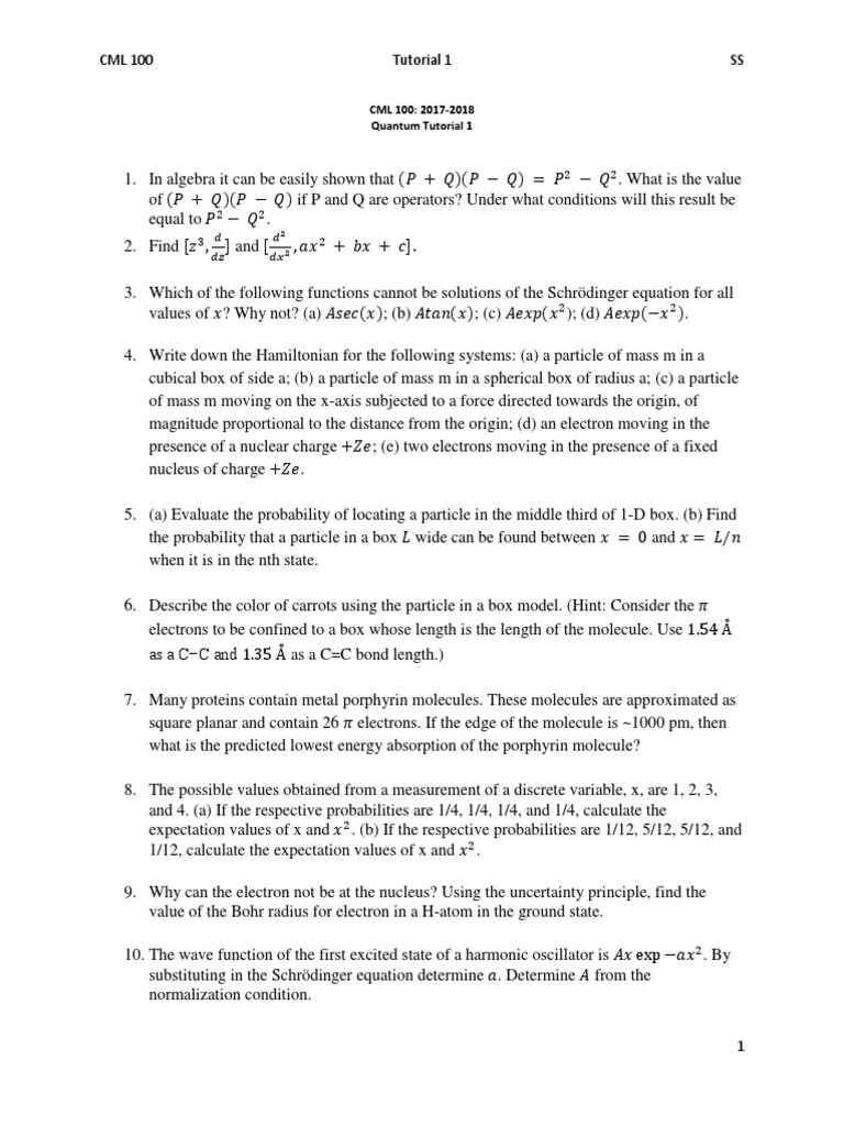 Tutorial 1 Electron Molecules