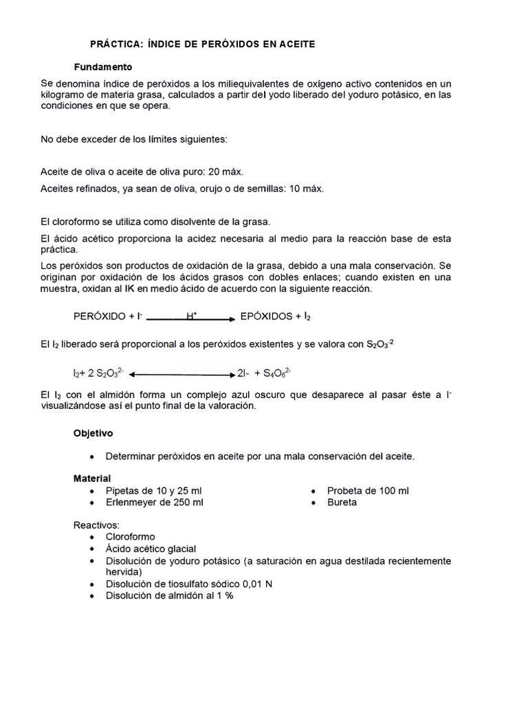 Índice de Peroxidos | PDF | Peróxido | Ácido