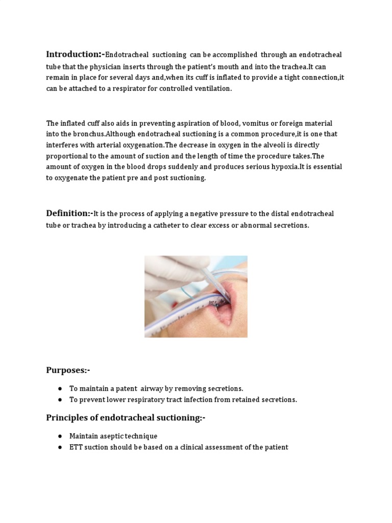Endotracheal Suctioning PDF | PDF | Respiratory System | Respiratory Tract
