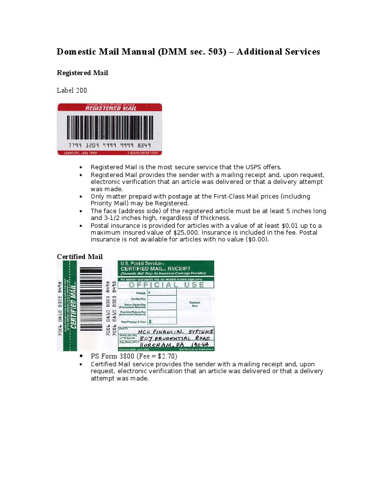 Domestic Mail Manual : USPS Handbooks and Manuals – NQQA