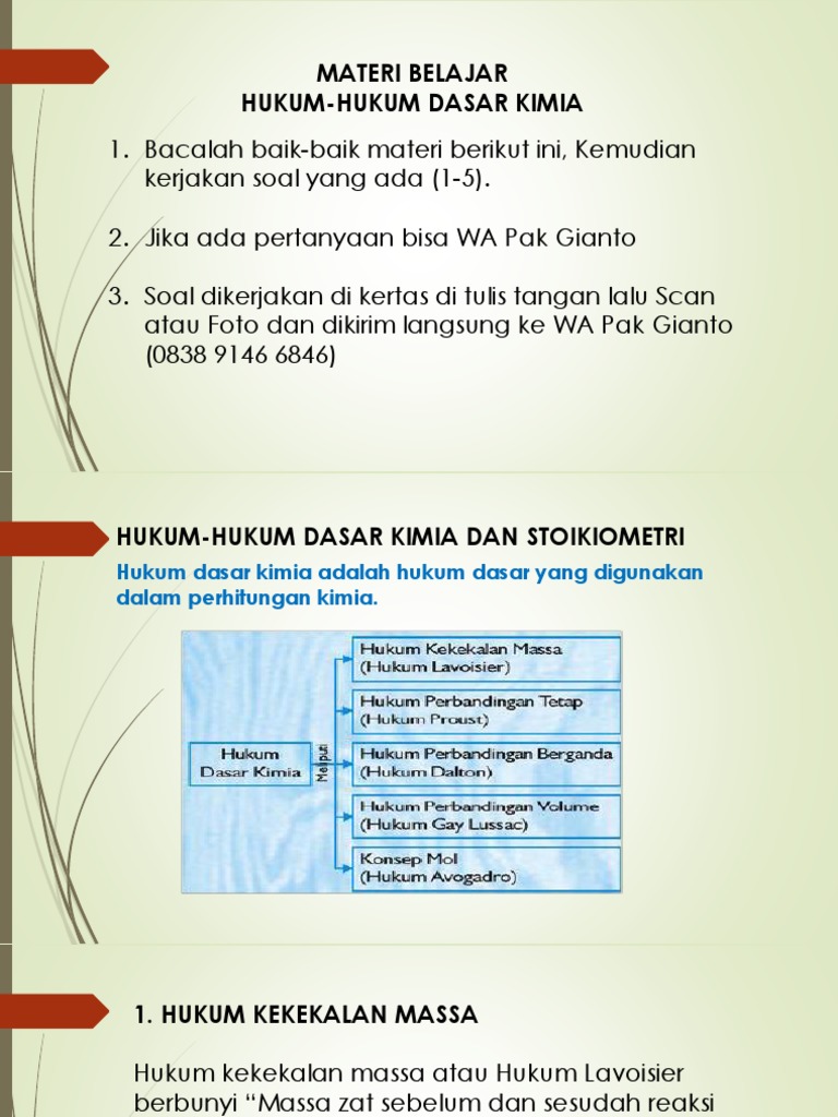 Hukum Dasar Kimia dan Stoikiometri | PDF