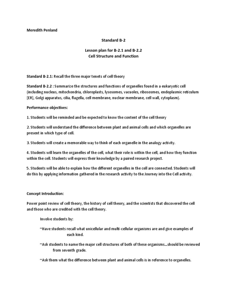 Cell-Structure-And-Function-Lesson-Plan Widya Kartika | Download Free ...