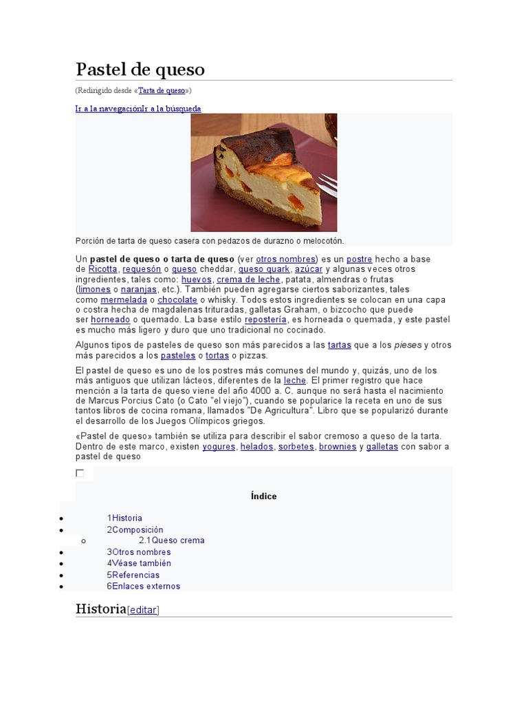 Historia y Composición del Cheesecake | PDF | Tarta de queso | Postres