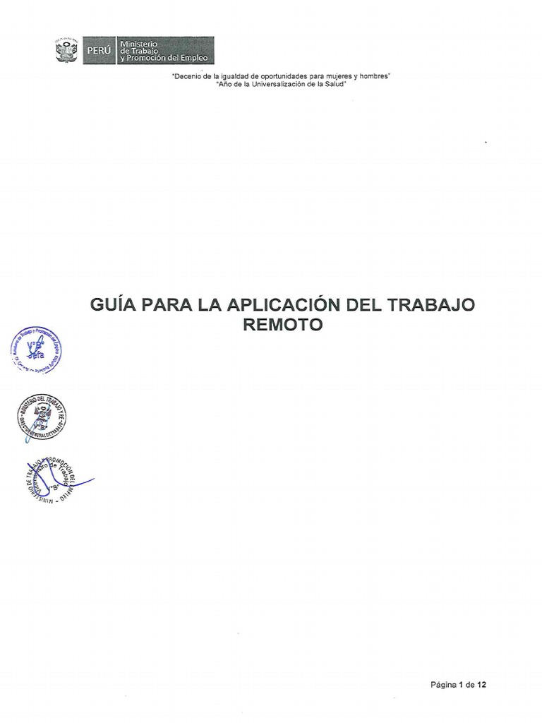 Guía Para La Aplicación Del Trabajo Remoto Pdf