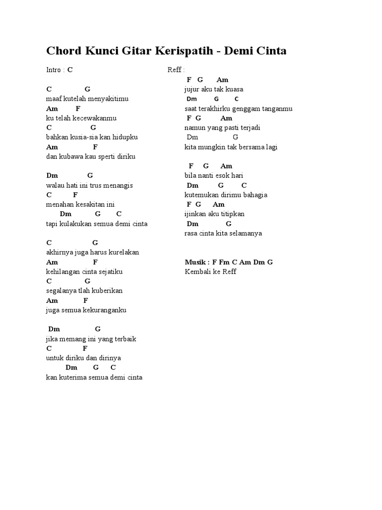 Chord Kunci Gitar Kerispatih Docx