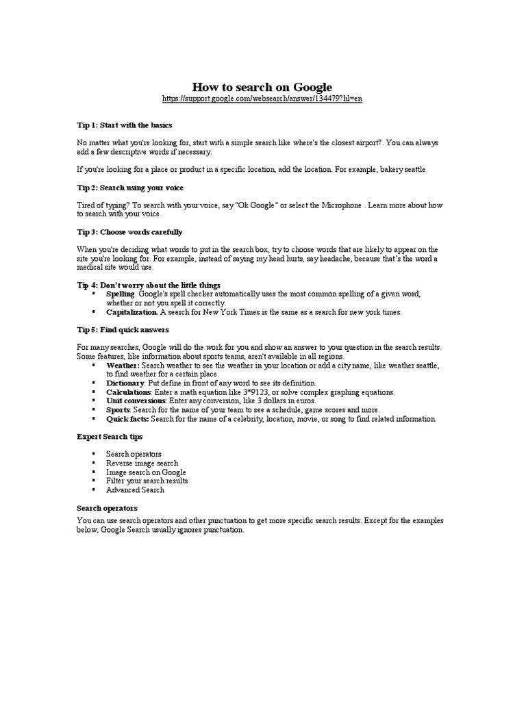 Google Search Tips & Techniques | PDF | Web Search Engine | World Wide Web