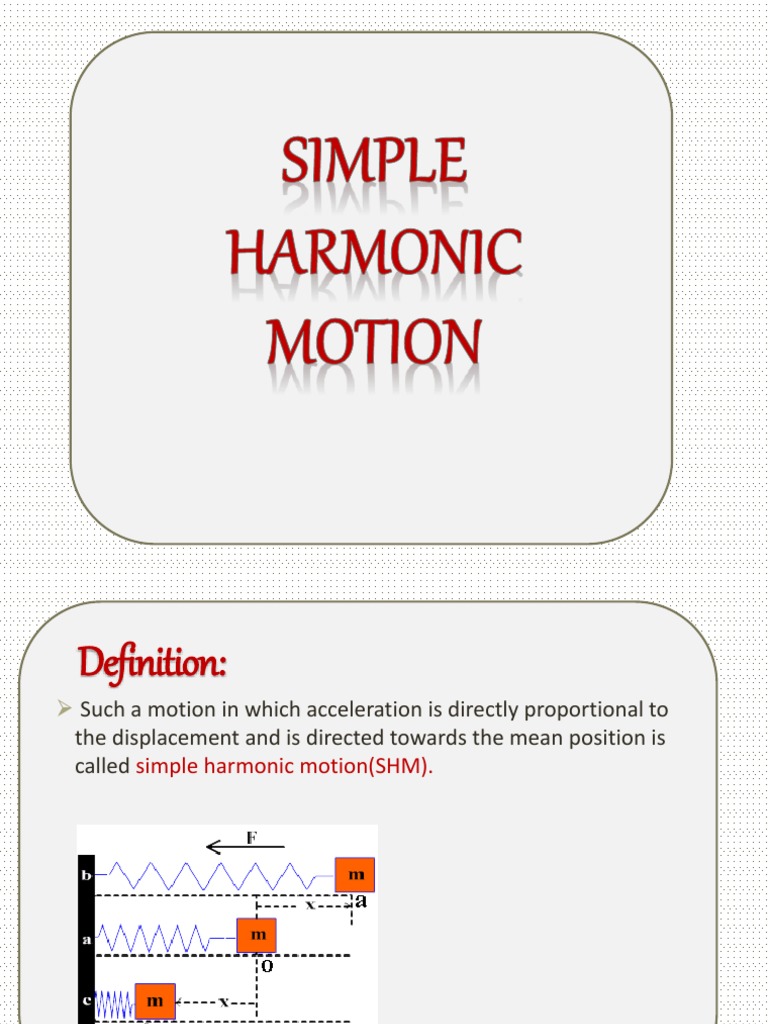 Simple Harmonic Motion Lecture 5 7 Pdf Acceleration Force