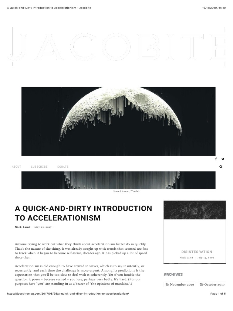 A Quick-and-Dirty Introduction To Accelerationism - Jacobite PDF | PDF ...