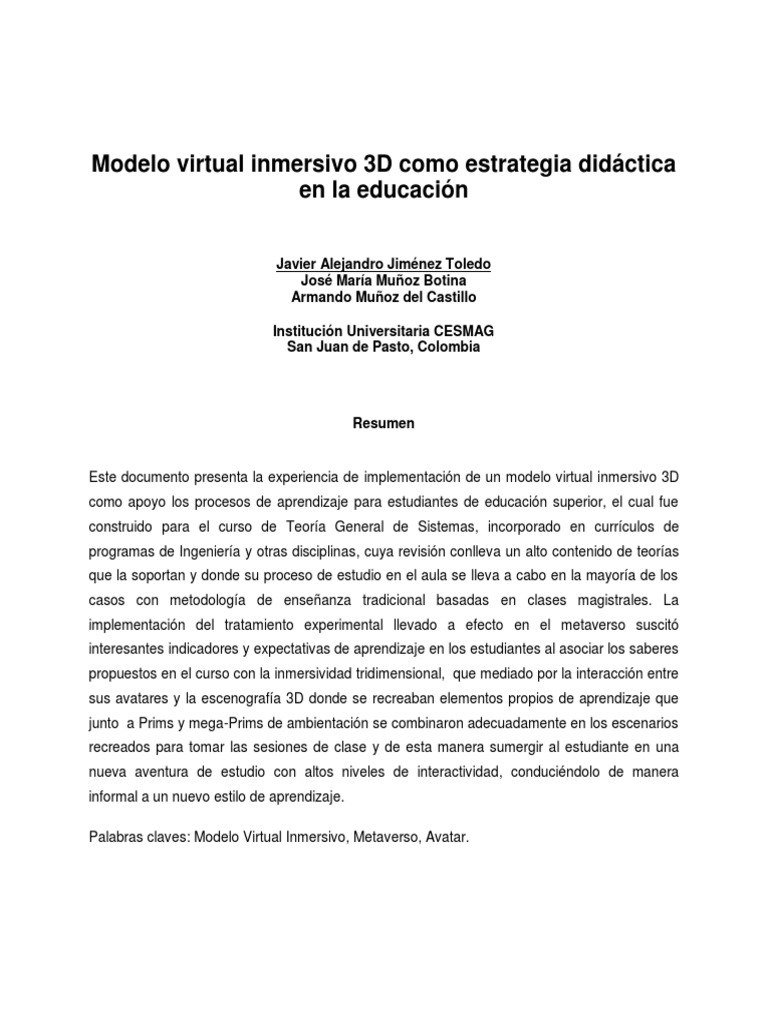 Modelo Virtual 3D PDF | PDF | Mundo virtual | Tecnología de información ...