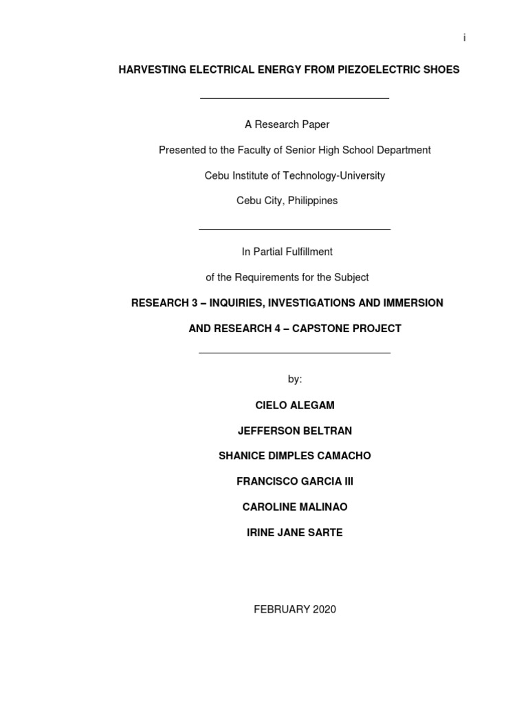 Harvesting Electrical Energy From Piezoelectric Shoes PDF | PDF ...