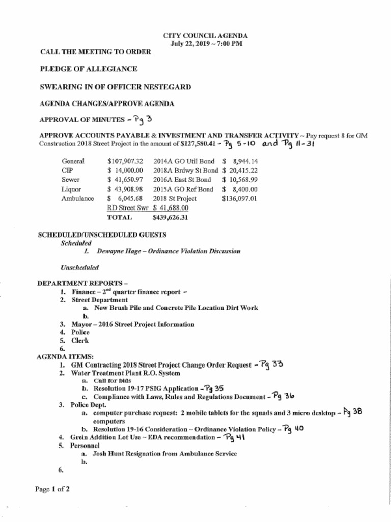 Lakefield City Council July 22 Packet PDF