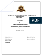 Assignment of Legal Environment of Business For Mid Term (20 Marks Evaluation) PDF