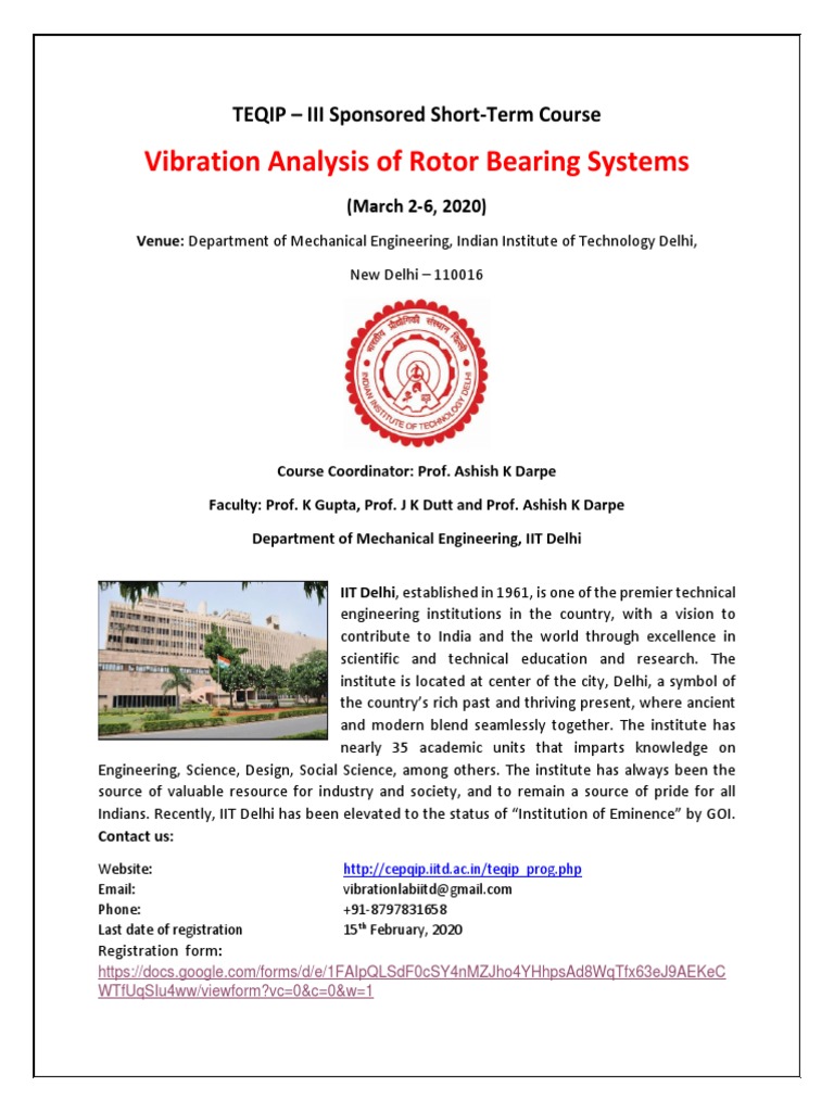 Rotor Bearing Systems Vibration Course | PDF | Mechanical Engineering ...