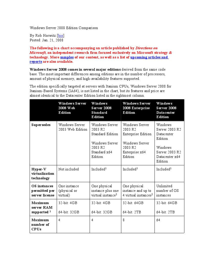 Windows Server 2008 Edition Overview | PDF | Windows Server 2008 | Hyper V
