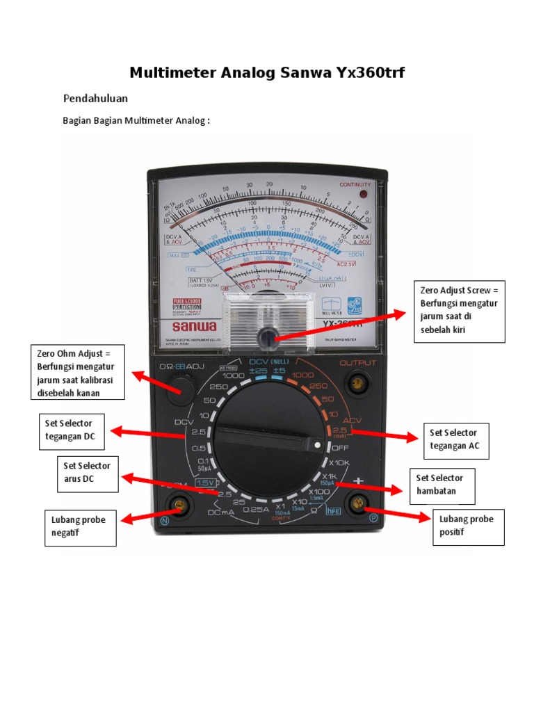Multimeter Analog Sanwa Yx360trf PDF