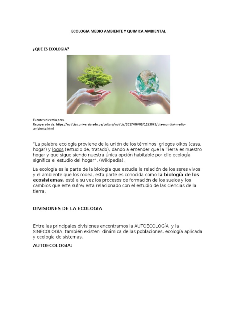 Ecología: Conceptos y Divisiones Clave | PDF | Ecología | Ecosistema