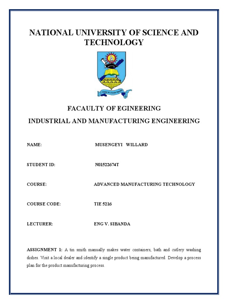 Advanceed Manufacturing Technology First Assignment Pdf Sheet Metal