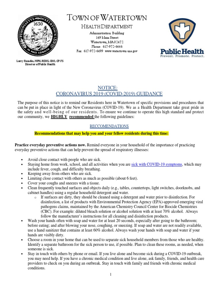 COVID-19 Notice to Residents , Building Managers | Bleach | Disinfectant