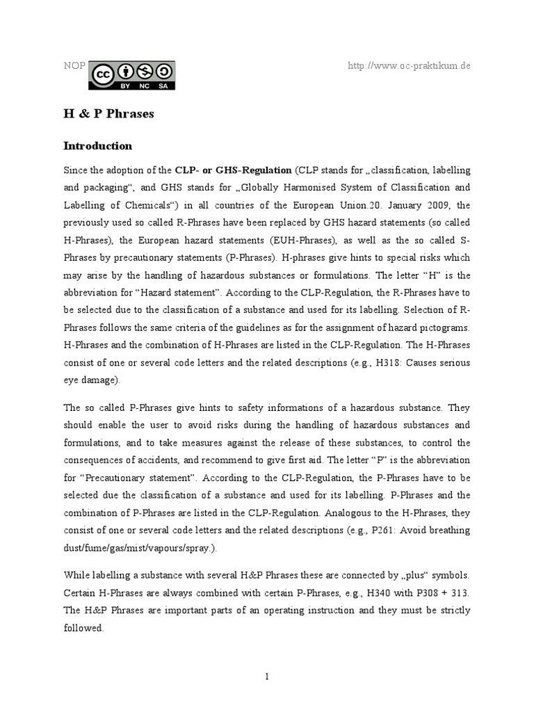 H &amp; P Phrases PDF | PDF | Prevention | Safety