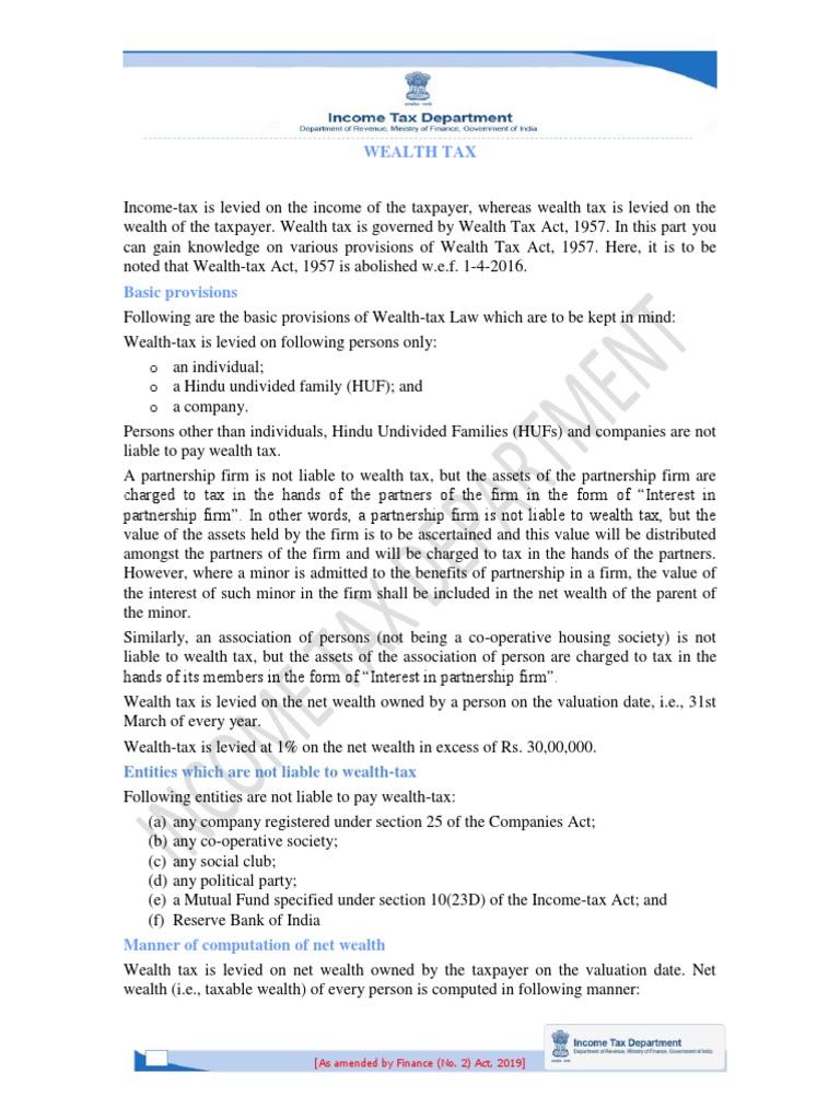 Overview of Wealth Tax Provisions | PDF | Wealth | Taxes