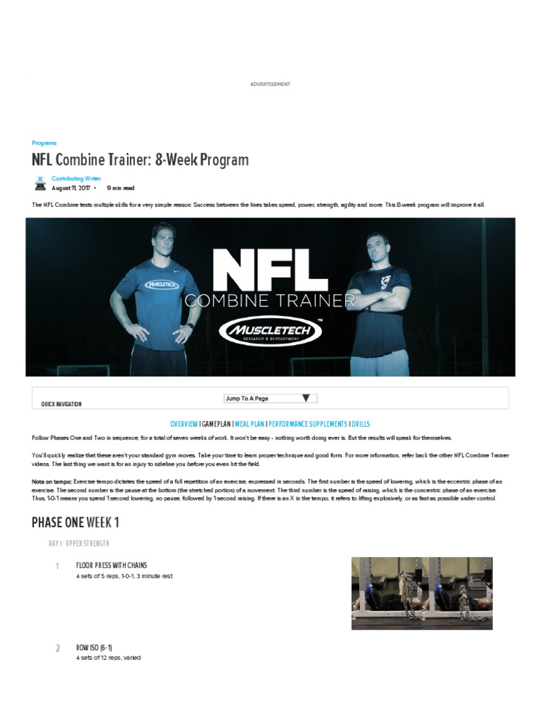 NFL Combine 8-Week Training Program | PDF | Athletic Sports | Physical ...