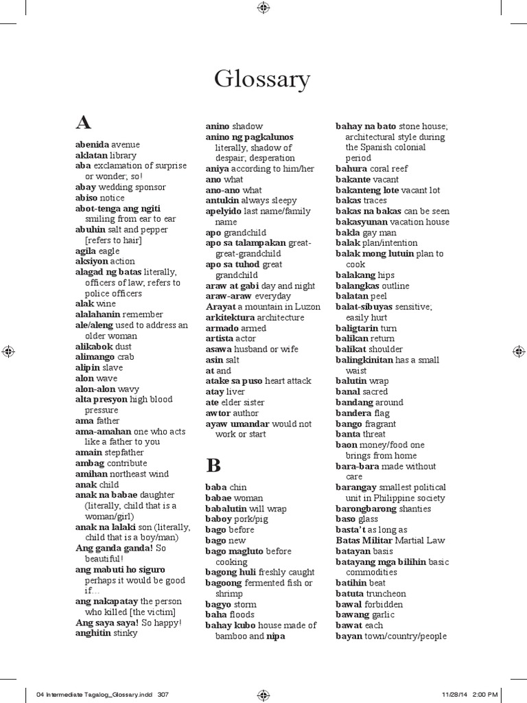Intermediate Tagalog - Glossa | PDF | Nature