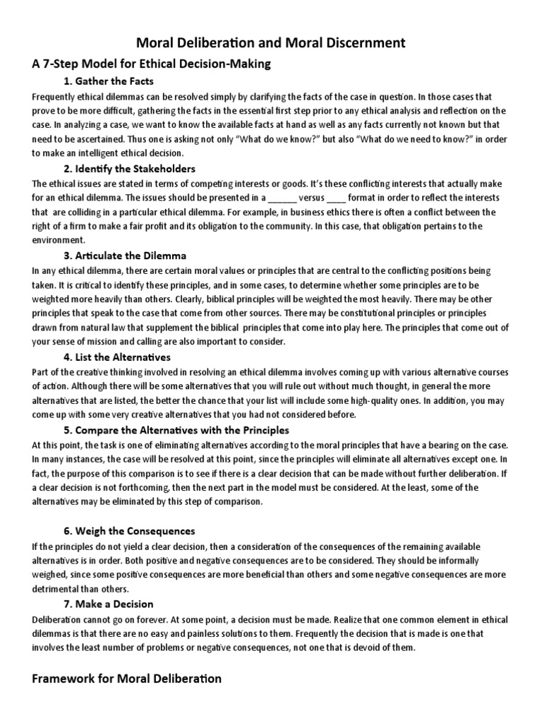 Ethical Decision Making Framework Pdf Argument Rights 