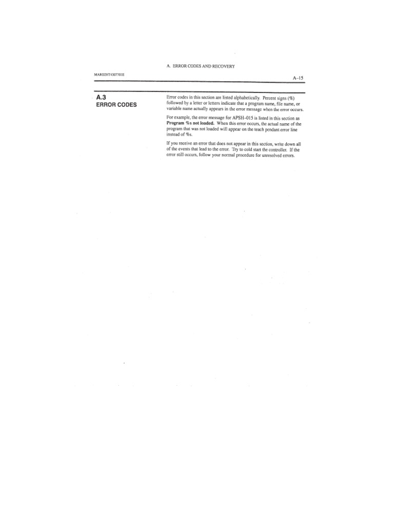 Codigos de Error Robot Fanuc RJ2 PDF | PDF