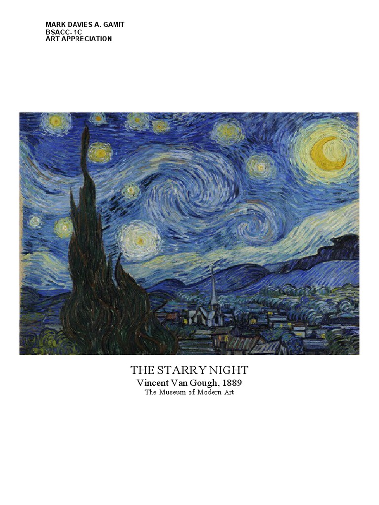 The Starry Night Pdf Vincent Van Gogh Paintings