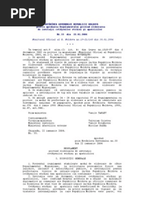 Hotărirea Guvernului Republicii Moldova Pentru Aprobarea