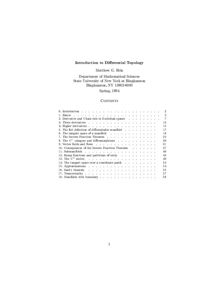 Introduction To Differential Topology Brin M G Course Notes Latin Script Western Calligraphy